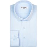 Süvari Slim Fit Armür Desenli Siyah Erkek Gömlek - XL - Orta Mavi