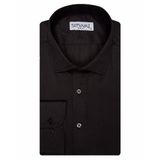 Süvari Slim Fit Armürlü Siyah Erkek Gömlek