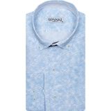 Süvari Slim Fit Desenli Erkek Gömlek - Orta Mavi
