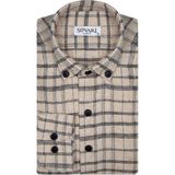 Süvari Slim Fit Desenli Flanel Bej Erkek Gömlek