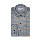 Süvari Slim Fit Desenli Flanel Uzun Gri Erkek Gömlek