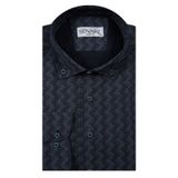 Süvari Slim Fit Desenli Lacivert Erkek Gömlek