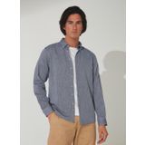 Süvari Slim Fit Düğmeli Yaka Düz Lacivert Erkek Gömlek GM1008400238
