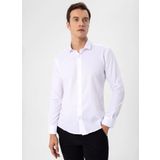 Süvari Slim Fit Klasik Yaka Armürlü Beyaz Erkek Gömlek GM2024700295