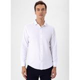 Süvari Slim Fit Klasik Yaka Armürlü Beyaz Erkek Gömlek GM2024700410