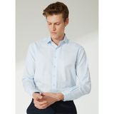 Süvari Slim Fit Klasik Yaka Armürlü Mavi Buz Erkek Gömlek GM2024700397 - Mavi - Buz