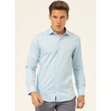 Süvari Slim Fit Klasik Yaka Armürlü Mavi - Buz Erkek Gömlek GM2024700431 - XL