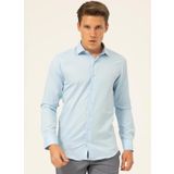 Süvari Slim Fit Klasik Yaka Armürlü Mavi - Buz Erkek Gömlek GM2024700431