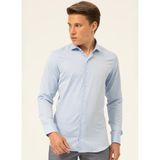Süvari Slim Fit Klasik Yaka Armürlü Mavi Erkek Gömlek GM2024700405 - XL