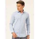 Süvari Slim Fit Klasik Yaka Armürlü Mavi Erkek Gömlek GM2024700405