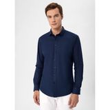 Süvari Slim Fit Klasik Yaka Düz Lacivert Erkek Gömlek GM1007100509