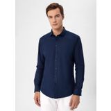 Süvari Slim Fit Klasik Yaka Düz Lacivert Erkek Gömlek GM1007100544