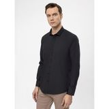 Süvari Slim Fit Klasik Yaka Düz Siyah Erkek Gömlek GM1007100538 - XL