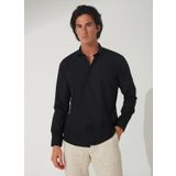 Süvari Slim Fit Klasik Yaka Düz Siyah Erkek Gömlek GM1007100538