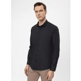 Süvari Slim Fit Klasik Yaka Düz Siyah Erkek Gömlek GM1007100547