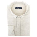 Süvari Slim Fit Uzun Kol Jakarlı Örme Bej Erkek Gömlek