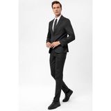 Süvari Slimfit Armürlü Takım Elbise Erkekler İçin Şık Siyah Renk Modern Kesim - 48