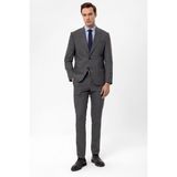 Süvari Slimfit Armürlü Takım Elbise - Koyu Gri - 50