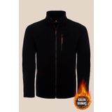 SUVASS CO Suvv Erkek Siyah Polar Tam Fermuarlı 3 Cepli Kalın Outdoor Polar Ceket Tactical Fleece