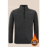 SUVASS CO Todd Erkek Polar Antrasit Gri Renk Yarım Fermuarlı Bato Yaka Outdoor Polar Sweatshirt