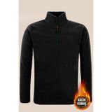 SUVASS CO Todd Erkek Polar Siyah Renk Yarım Fermuarlı Bato Yaka Outdoor Polar Sweatshirt