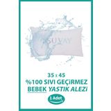SUVAY %100 Pamuklu Su Sıvı Geçirmez Bebek Kafa Yastığı Alezi Fermuarlı 35x45 cm Bebek Yastık Alezi Kılıfı