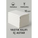 Suvay 10'lu Paket Pamuklu Fermuarlı İç Astar Yastık Kılıfı Beyaz 50 x 70