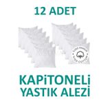 SUVAY 12 Adet Kapitoneli Yastık Alezi Pamuklu Fermuarlı Terletmeyen Yastık Koruyucu Kılıf