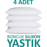 Suvay 4 Adet Antialerjik Boncuk Silikon Yastık Pamuklu Kılıf 900 Gram - 50 x 70 cm - Beyaz