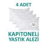 SUVAY 4 Adet Kapitoneli Yastık Alezi Pamuklu Fermuarlı Terletmeyen Yastık Koruyucu Kılıf