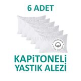 SUVAY 6 Adet Kapitoneli Yastık Alezi Pamuklu Fermuarlı Terletmeyen Yastık Koruyucu Kılıf