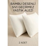 SUVAY Bambu Desenli Sıvı Geçirmez Yastık Alezi 2 Adet Fermuarlı 50x70 cm Yastık Kılıfı