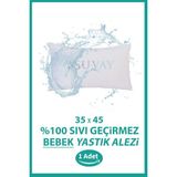 SUVAY Bebek Yastık Alezi %100 Pamuklu Sıvı Geçirmez - Beyaz - 35x45