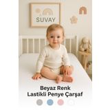 SUVAY Beyaz Bebek Lastikli Çarşaf %100 Pamuklu Penye Park Yatak | 60x120 | 70x110| 70x120| 70x130| 70x140