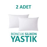 SUVAY Boncuk Silikon Yastık 2'li 50x70 cm 900 Gram Silikonlu Elyaf Dolgulu Beyaz Antibakteriyel Yastık