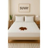 Suvay Kapitone Fittted 180x200 Çift Kişilik Battal Boy Sıvı Geçirmez Alez Beyaz Renkli Kapitoneli Yatak Koruyucu Çarşaf Alez - 180 x 200 cm