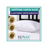 Suvay Kapitone Pamuklu Fermuarlı Yastık Koruyucu Yastık Alezi