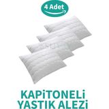 SUVAY Kapitoneli Yastık Alezi 4'lü Pamuklu Fermuarlı Kapitone Yastık Koruyucu Yastık Kılıfı - 50 x 70 cm - Beyaz