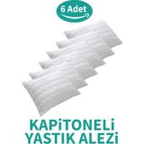Suvay Kapitoneli Yastık Alezi 6'lı Pamuklu Fermuarlı Kapitone Yastık Koruyucu Yastık Kılıfı - 50 x 70 cm - Beyaz