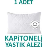 Suvay Kapitoneli Yastık Alezi Pamuklu Fermuarlı Terletmeyen Yastık Koruyucu Kılıf 1 Adet - 50 x 70 cm - Beyaz