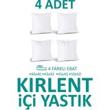 Suvay Kırlent Içi Yastık 4'lü Silikon Elyaf Dolgulu Kırlent Iç Yastığı (4 Farklı Ebat Seçenekli) - 40 x 40 cm - Beyaz