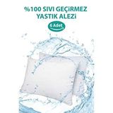 SUVAY Sıvı Geçirmez Yastık Alezi 6'lı Pamuklu Fermuarlı Yastık Koruyucu Kılıf