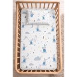 SUVAY%100 Pamuk Lastikli Bebek Çarşafı Seti | Park Yatak Uyumlu (60x120-70x110-70x120) (Tavşan)