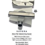 Suvera 33CM Paslanmaz Izgaralı (File Yalıtım Kitli) Koku Önleyici Klapeli Duş Kanalı – Ø50MM (Fileli) S-Sifon Sistemi - Düz Izgara (Retta)