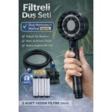 Suvia Filtreli Duş Başlığı | Klor ve Kireç Önleyici | Yüksek Basınç | 3 Yedek Filtre + Hortum + Mafsal - Siyah