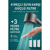 Suvia Filtreli Masajlı Duş Başlığı | Kireç Karşıtı, Yüksek Basınç, 3 Yedek Filtre - Gümüş - Gri - Metalik Füme