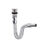 SUVİA Krom Bas Çek Lavabo Sifonu, Su Tasarruflu, Modern Banyo ve Mutfak Sifonu