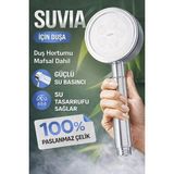 Suvia Paslanmaz Çelik Duş Başlığı Seti, Güçlü Basınçlı, Su Tasarruflu, Duş Hortumu & Mafsal Dahil - Gümüş