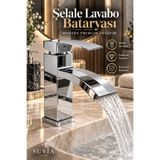 SUVİA Şelale Lavabo Bataryası Krom Banyo Bataryası Modern Lavabo Musluğu Şelale Akışlı Armatür