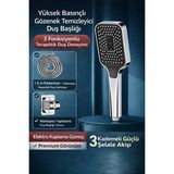 Suvia Yüksek Basınçlı 3 Fonksiyonlu Duş Seti | Gözenek Temizleyici Duş Başlığı, 1.5 M Paslanmaz Hortum, Yapışkanlı Askı, Güçlü Şelale Akışı - Kolay Momtaj